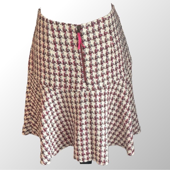Anthropologie Maeve Bobbie Pink Plaid Flounced‎ Mini Skirt in Size 6 - Picture 4 of 12